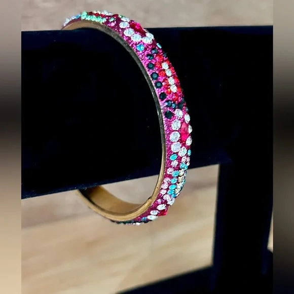 Deepa Gurnani Thin Multicolored Rhinestone Bangle - Picture 6 of 8